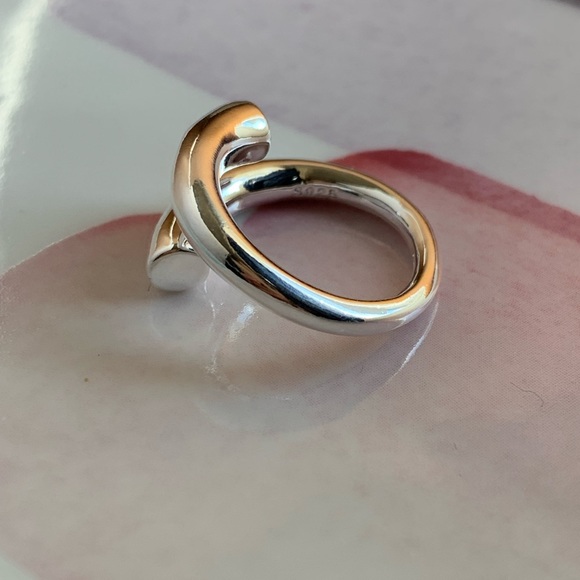 NEW 925 Sterling Silver Ring Set Resizable Abstract Minimalist - Picture 13 of 13